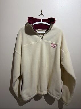 Vintage‎ Jackson Hole Wyoming Jemco Fleece White Red L/XL Made In The USA